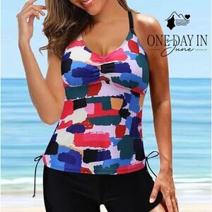 Tempt Me Strappy Back Boy Short Tankini Swimsuit Size L